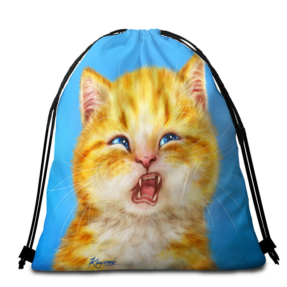 Pets Beach Towel Bags Cats Funny Faces Unsatisfied Ginger Kitten