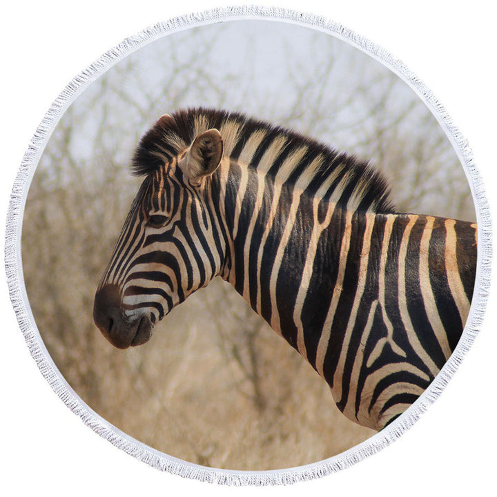 Photo of Wild Zebra Round Beach Towel