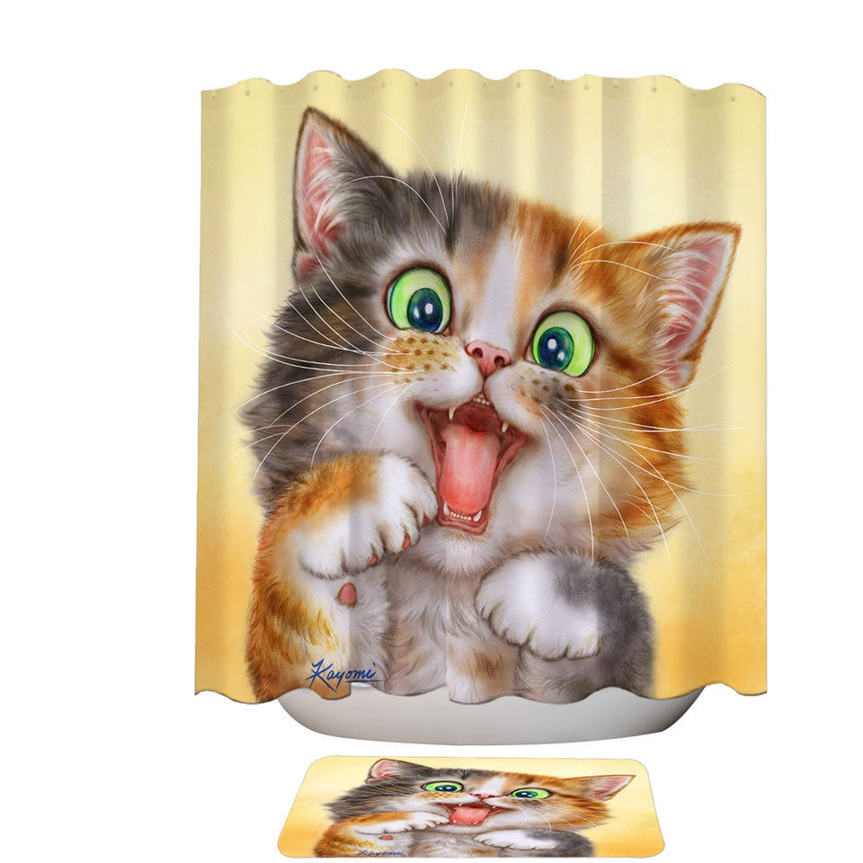 Playful Shower Curtains Beautiful Kitten Cats Art Paintings