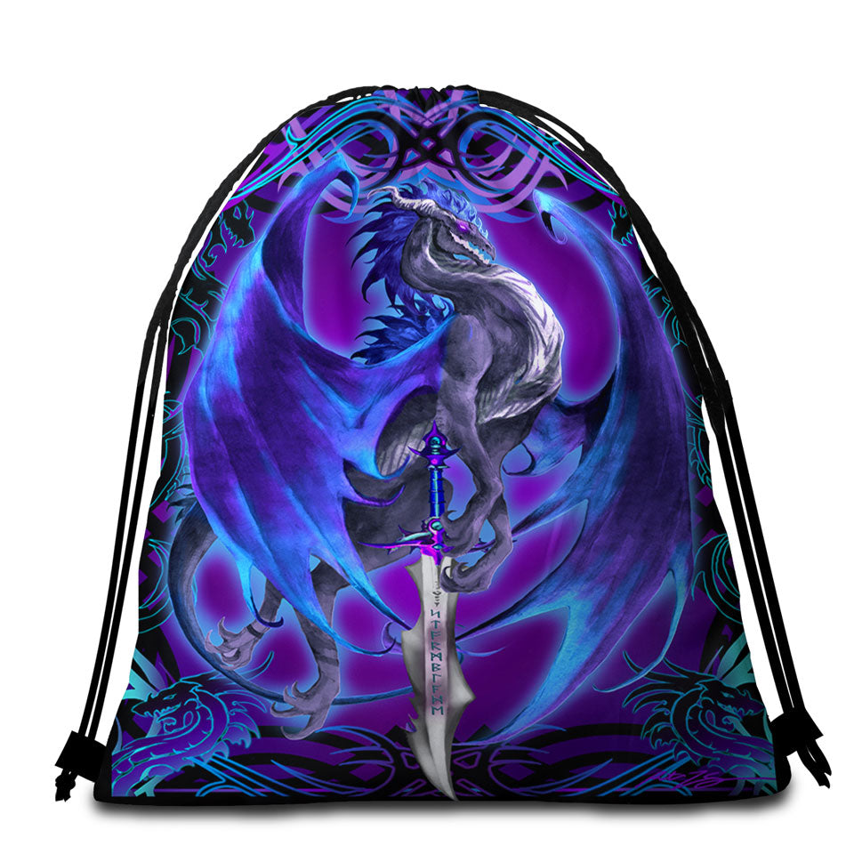 Purple Beach Bags and Towels Fantasy Weapon Dragon Sword Storm Blade