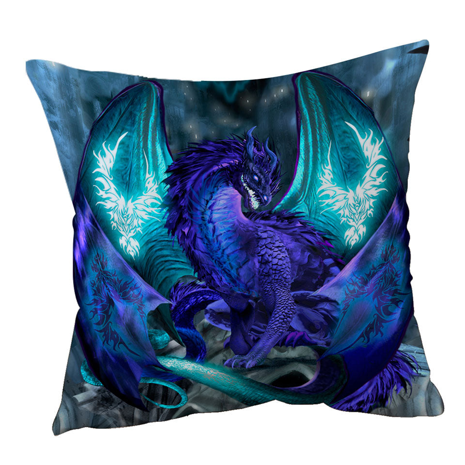 Purple Cushion Coverts with Dragon of Fate Fantasy Creatures