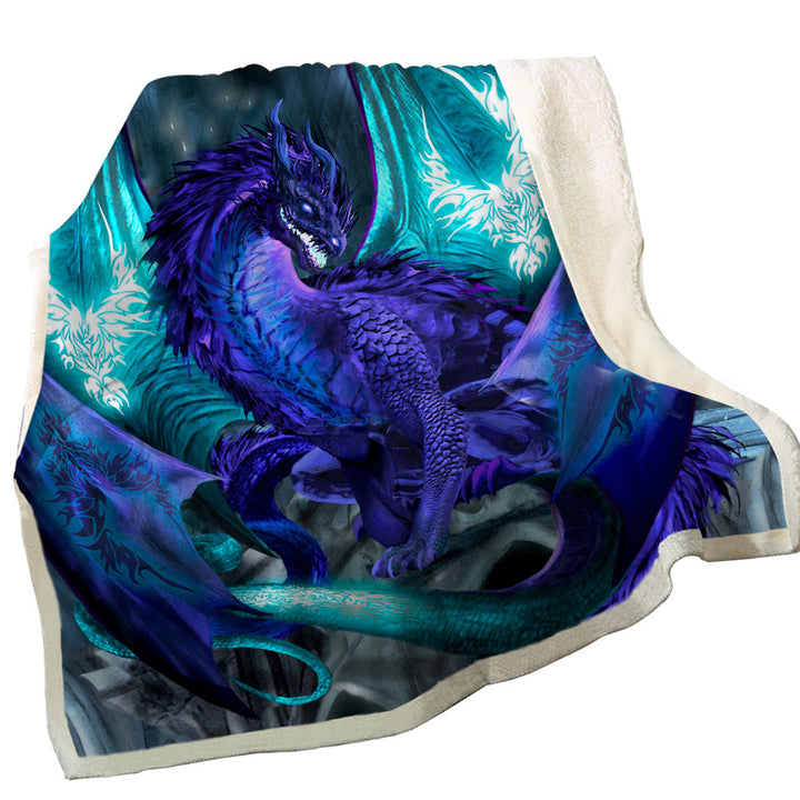 Purple Throws with Dragon of Fate Fantasy Creatures