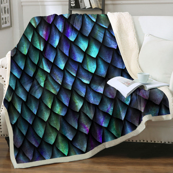 Purplish Green Cool Dragon Skin Throw Blanket