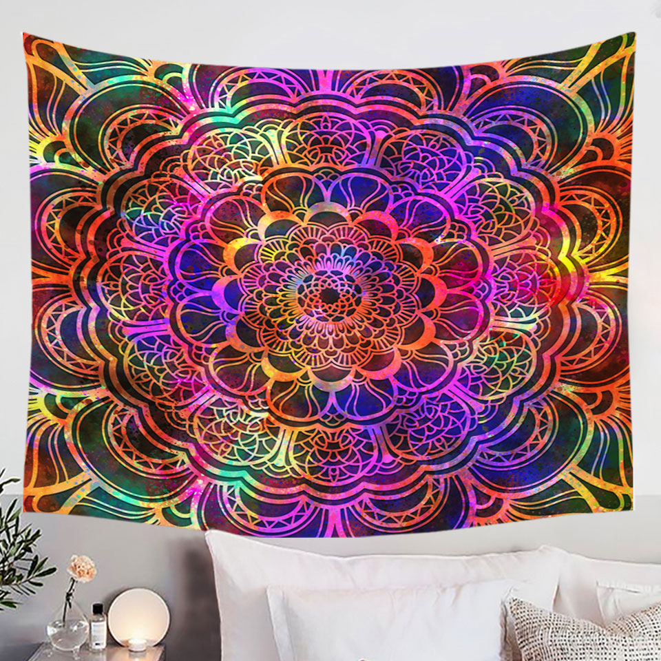 Red to Purple Oriental Mandala Tapestry