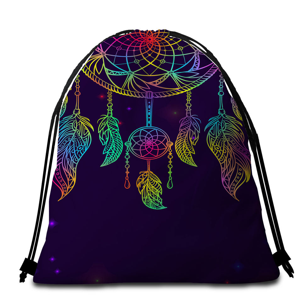 Retro Dream Catcher Packable Beach Towel