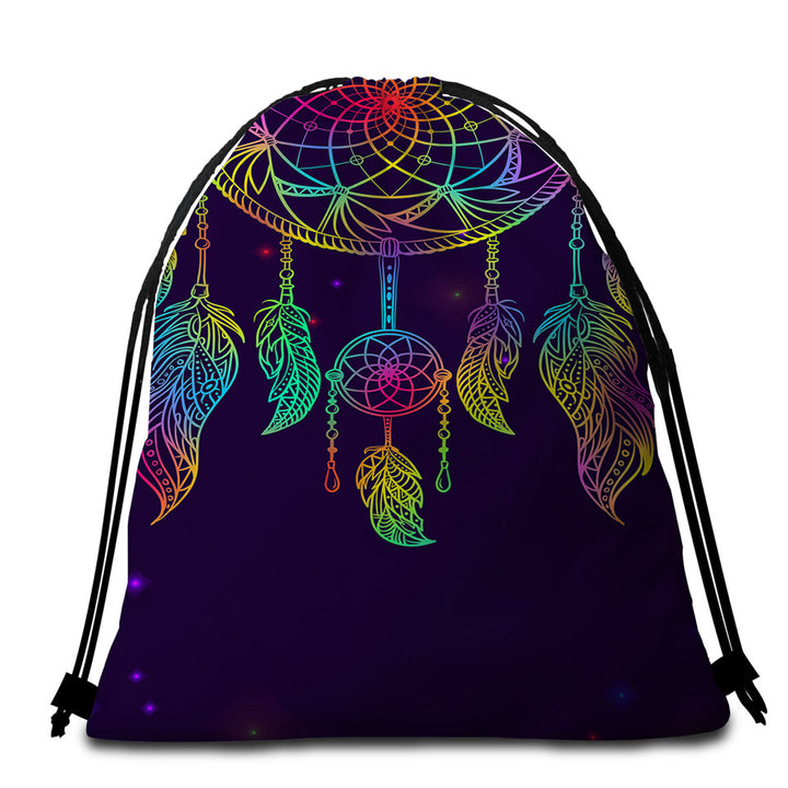 Retro Dream Catcher Packable Beach Towel