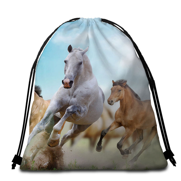 Running Wild Horses Beach Towel Bags