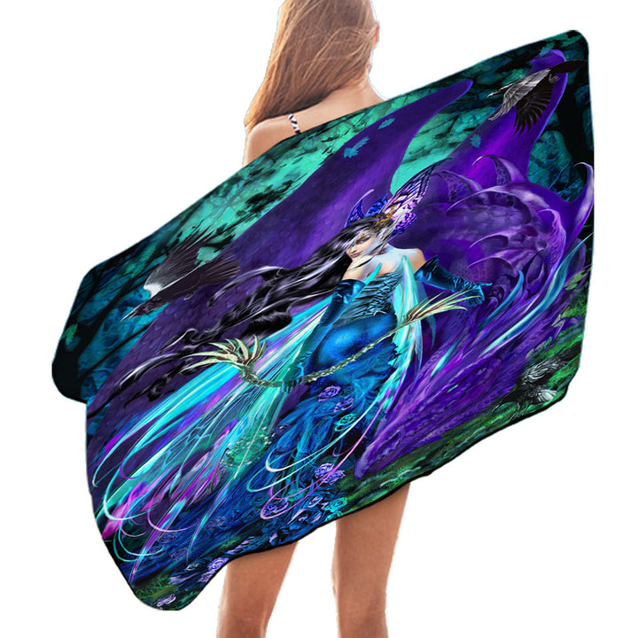 Sagittarius Dragon and Beautiful Woman Fairy Microfibre Beach Towels