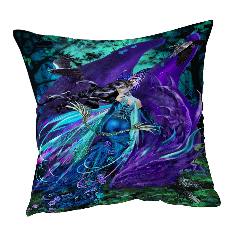 Sagittarius Dragon and Beautiful Woman Fairy Sofa Throw Pillow