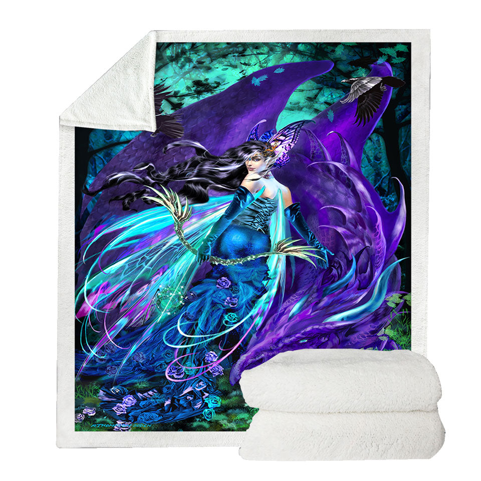 Sagittarius Dragon and Beautiful Woman Fairy Throws