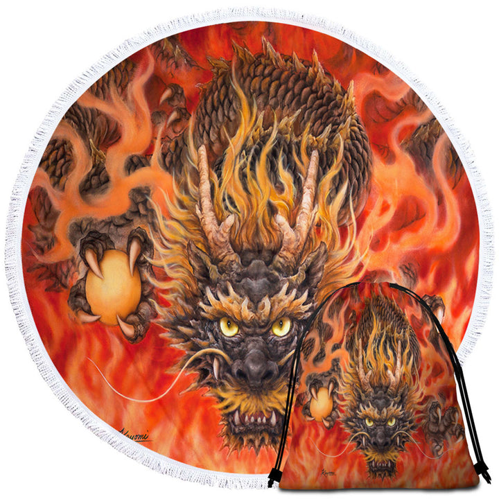 Scary Unusual Beach Towels Cool Fantasy Art Fire Dragon