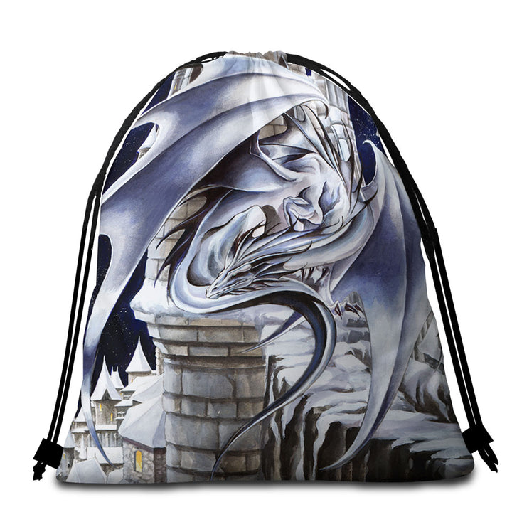 Sentinel Grey Dragon Drawing Unusual Beach Towels and Beach Bags