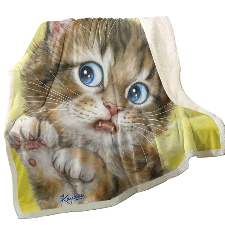 Sherpa Blanket Designs for Kids Adorable Tabby Kitty Cat