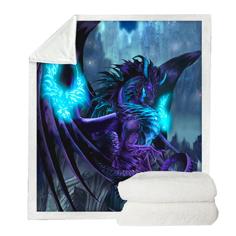 Sherpa Blanket for Sale with Cool Fantasy Purple Dragon of Fate