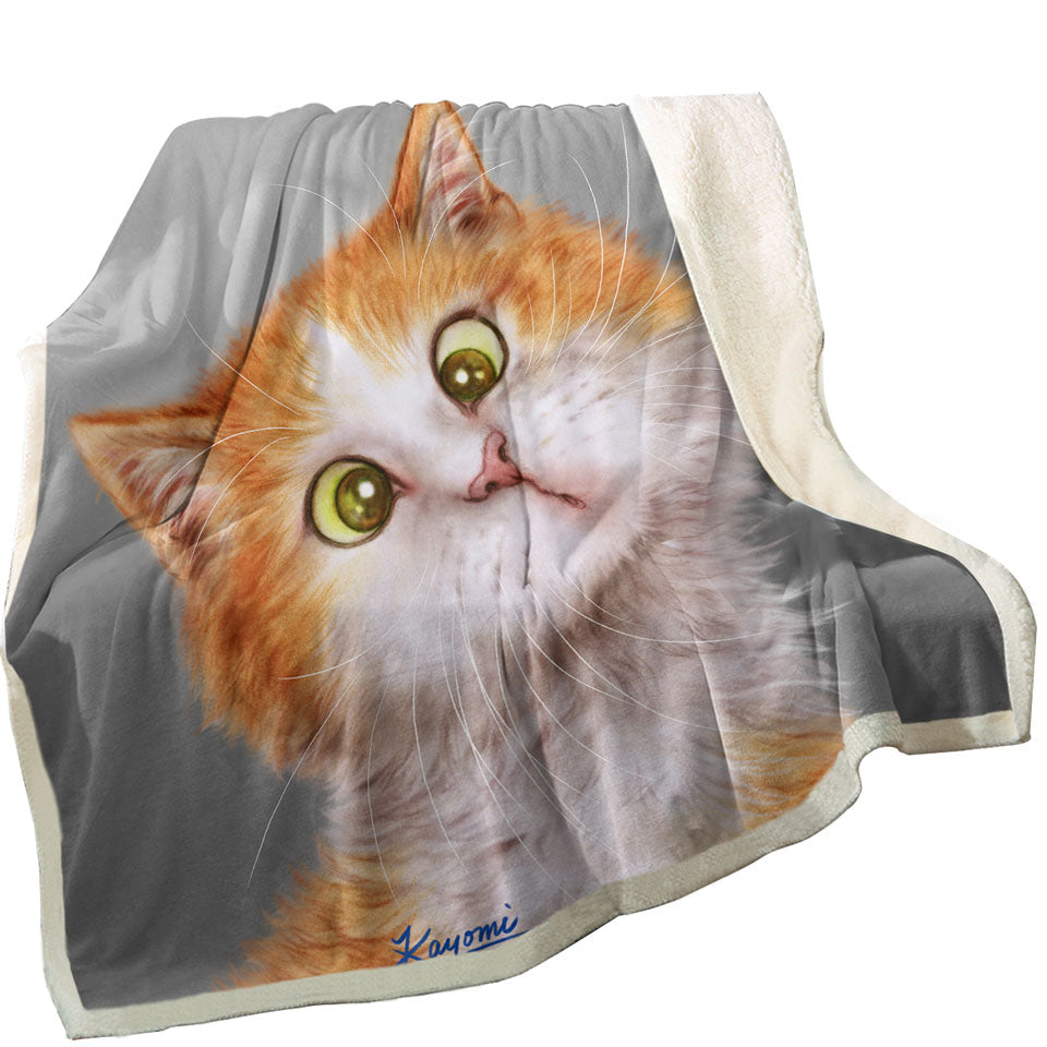 Sherpa Blankets with Funny Cats Silly Face Ginger Kitten