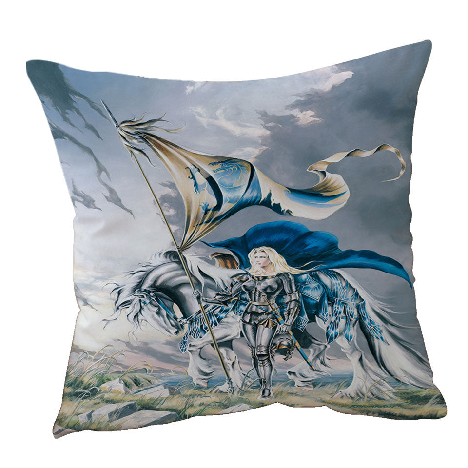 Shores of Avalon Woman Lady Knight Cushion Cover