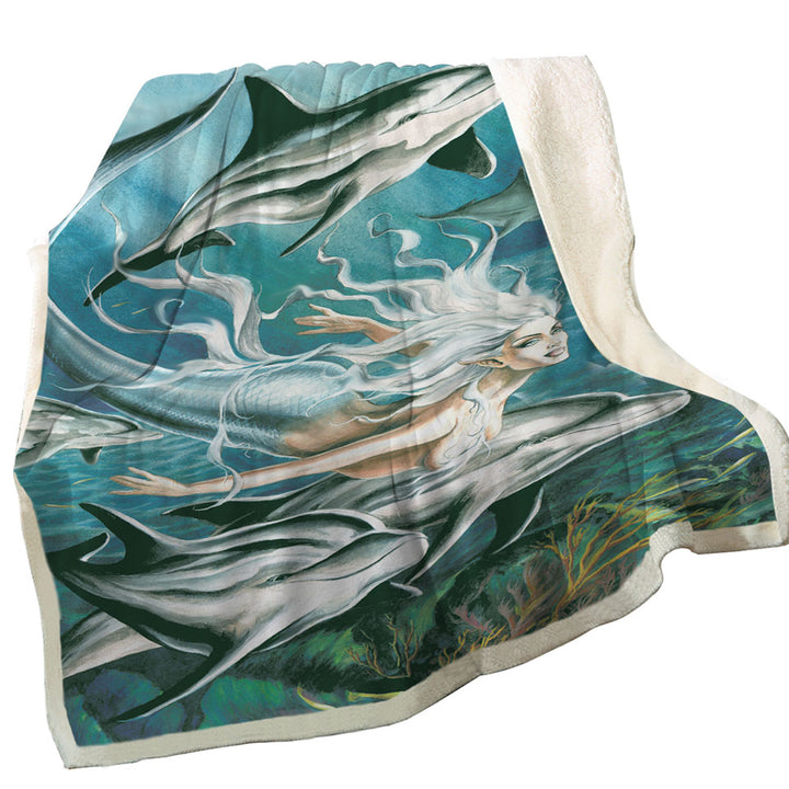 Sirens Mythology Art Dolphins and Mermaid Throws