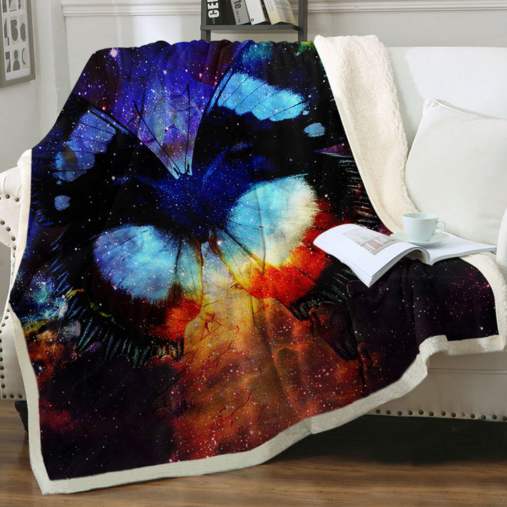 Space Butterfly Fleece Blanket