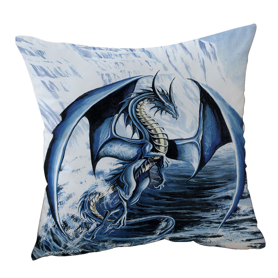 Spirit of the Ice Ocean Dragon Throw Pillows