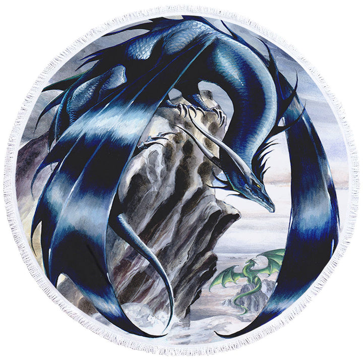 Stormchaser Cliff Dragons Round Beach Towel