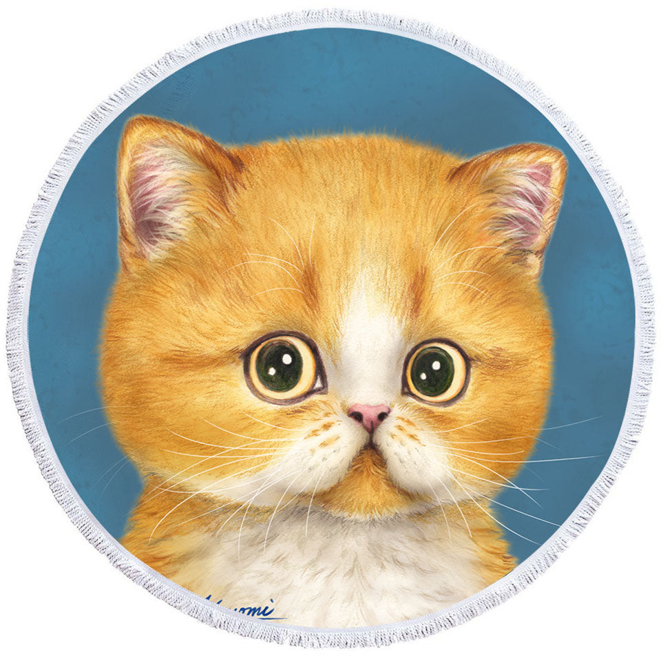 Sweet Round Towel Little Ginger Kitten Cat