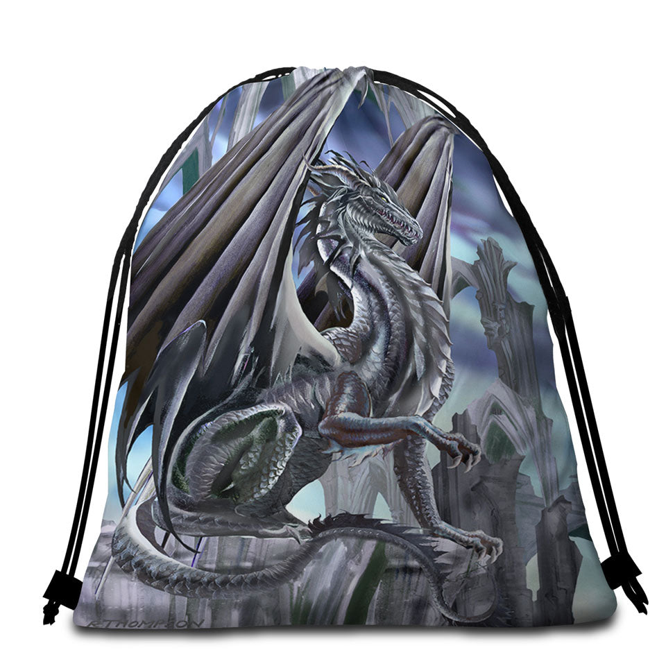 The Black King Dragon Beach Towel Bags