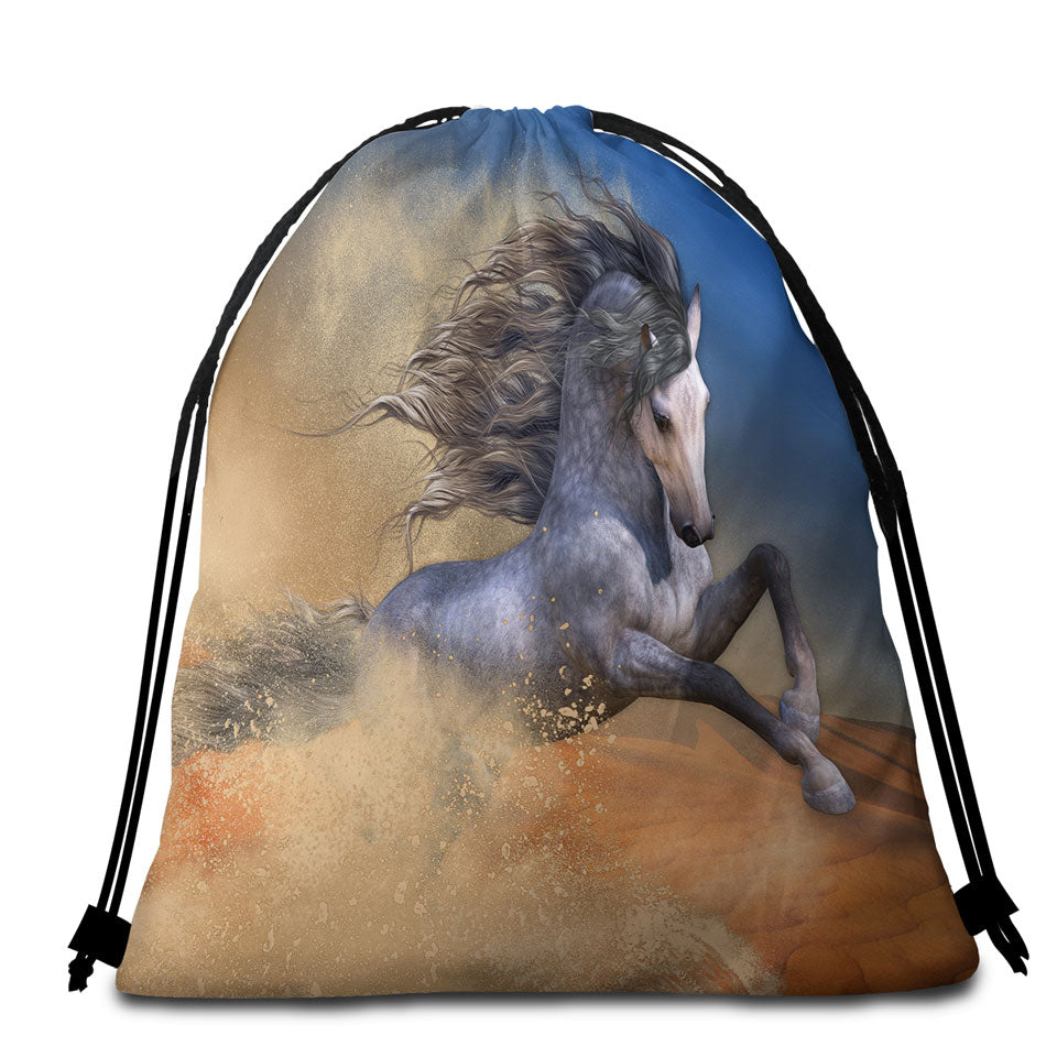 Horses Art Beach Towel Bags Cielo the Long Haired White Horse