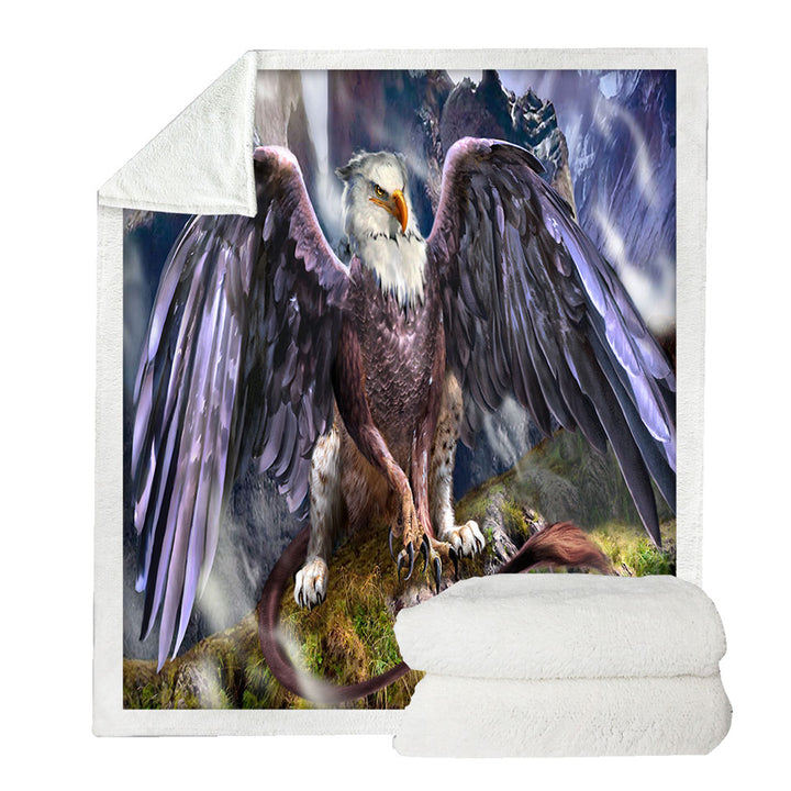 The Warchief Cool Mythological Creature Griffin Sherpa Blanket