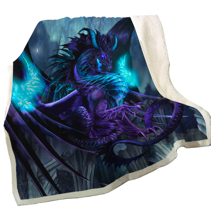 Throw Blankets Online Cool Fantasy Purple Dragon of Fate