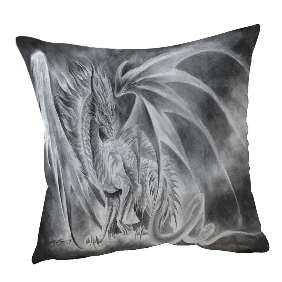 Throw Cushions with Coldfire Dragon Drawing Cool Fantasy Art