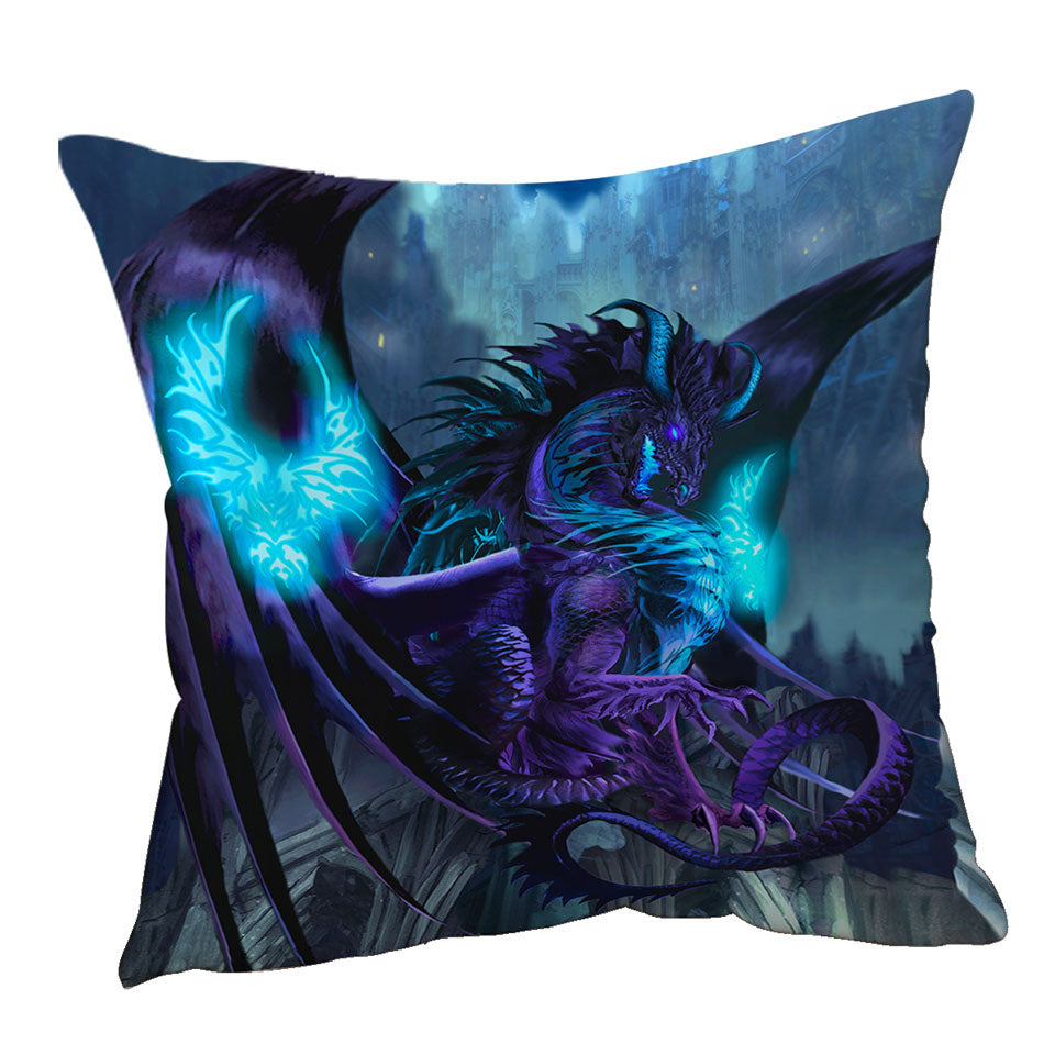 Throw Pillows Online with Cool Fantasy Purple Dragon of Fate