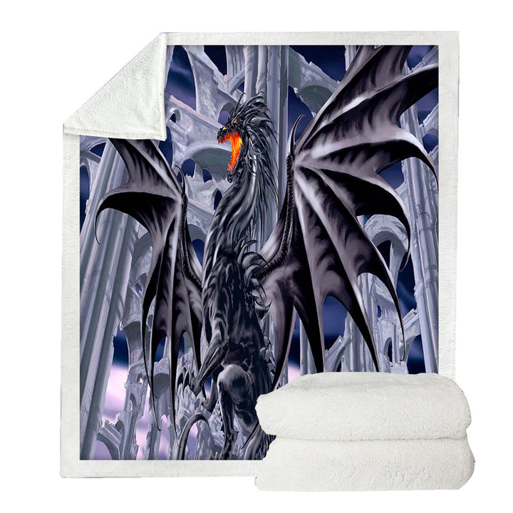 Thunderstrike Powerful Black Dragon Couch Throws