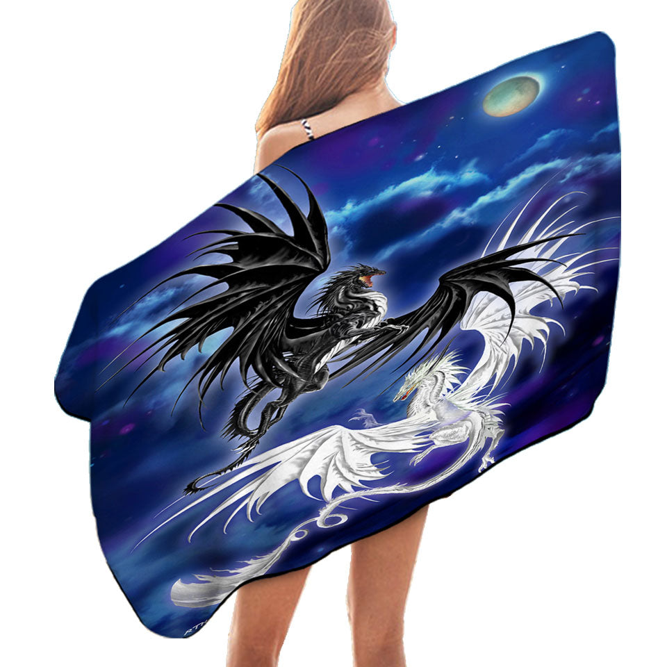 Twilight Duel Black vs White Dragons Swims Towel