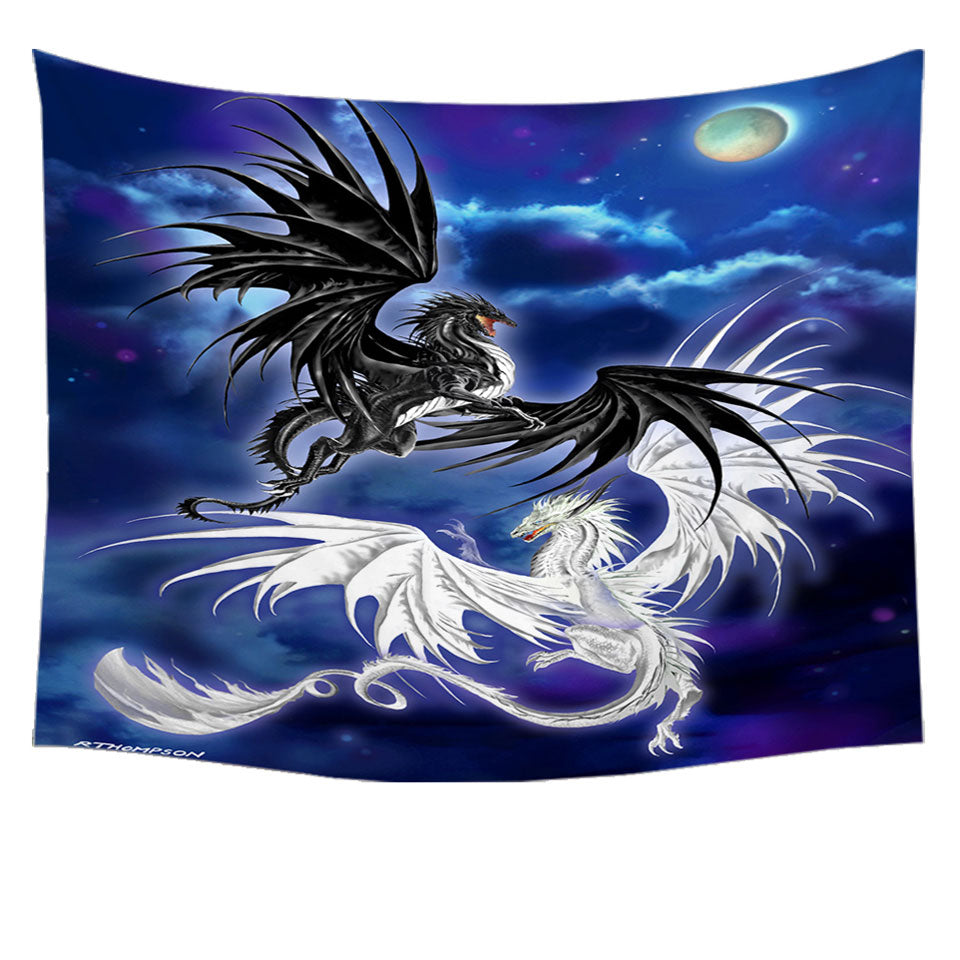 Twilight Duel Black vs White Dragons Tapestry