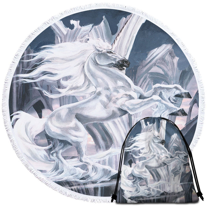 Unique Beach Towels with White Knight Horse