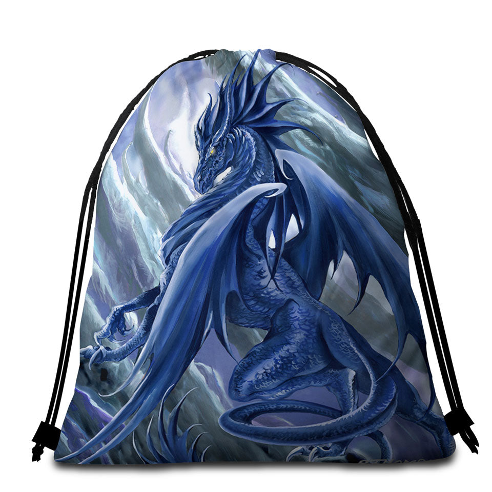 Vortex Painted Blue Dragon Beach Towels and Bags Set