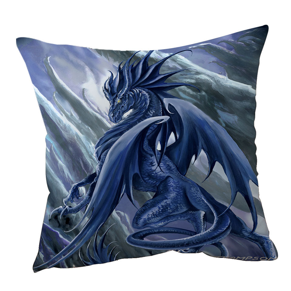 Vortex Painted Blue Dragon Cushion and Throw Pillow Covers