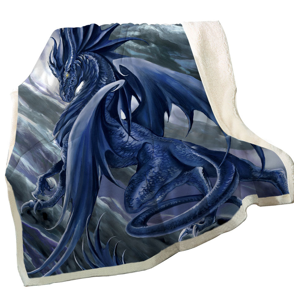 Vortex Painted Blue Dragon Sofa Blankets