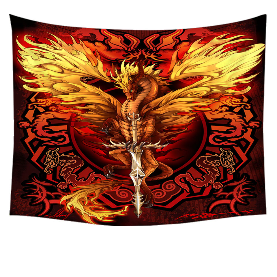 Wall Art Prints with Cool Fantasy Sword Weapon Dragon Flame Blade