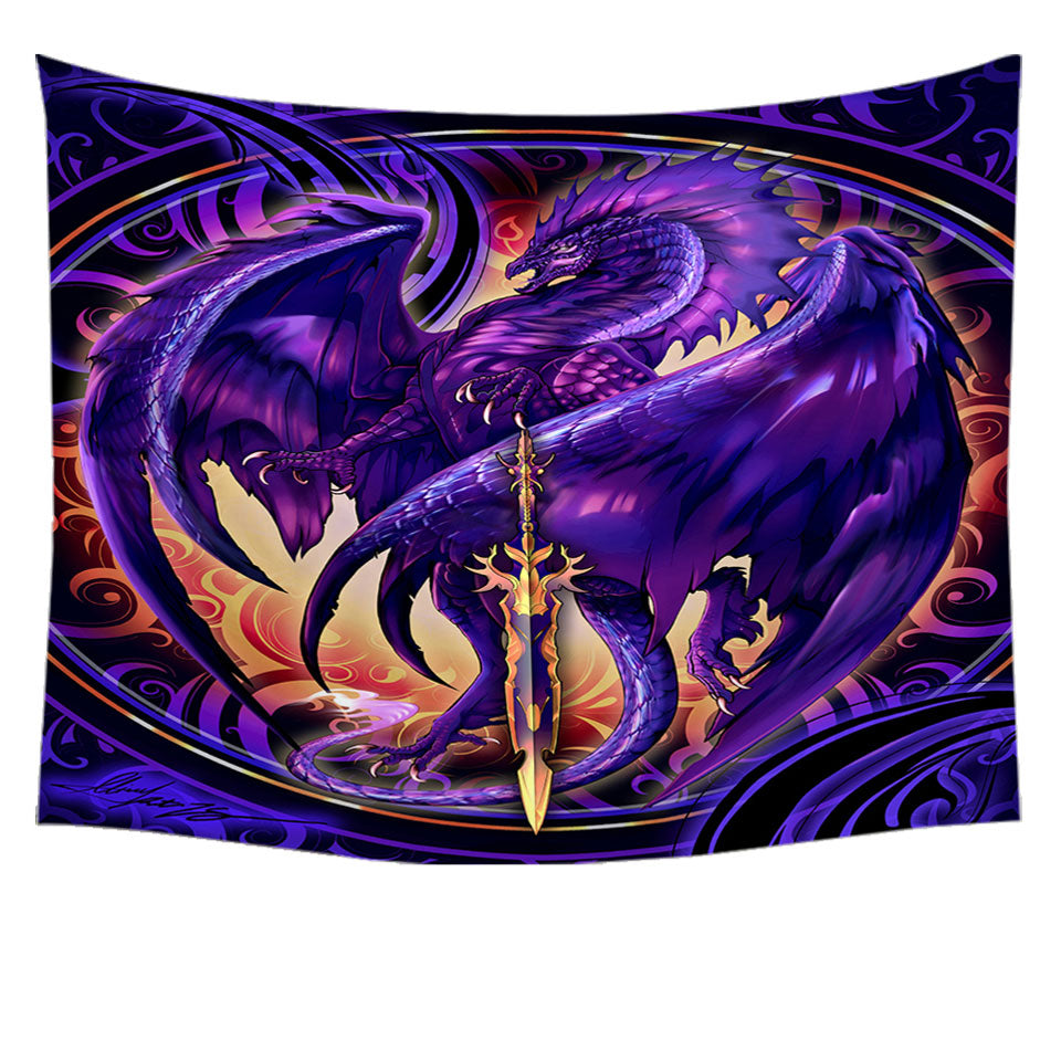 Wall Art Prints with Cool Fantasy Weapon Purple Dragon Nether Blade