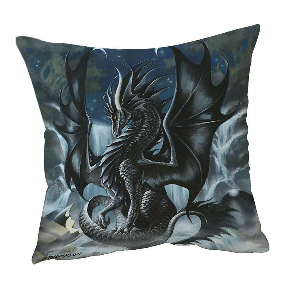 Waterfall Obsidian Black Dragon Cushions