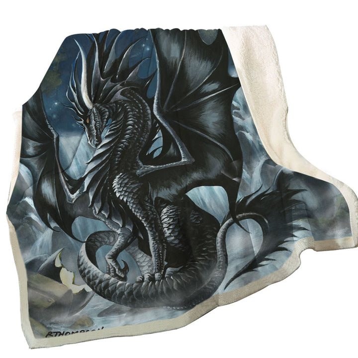 Waterfall Obsidian Black Dragon Throws