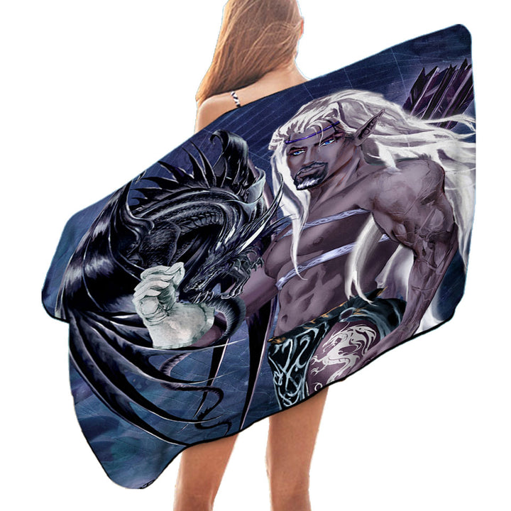 Womens Pool Towels Cool Fantasy Drawings Dragons Worn the Master